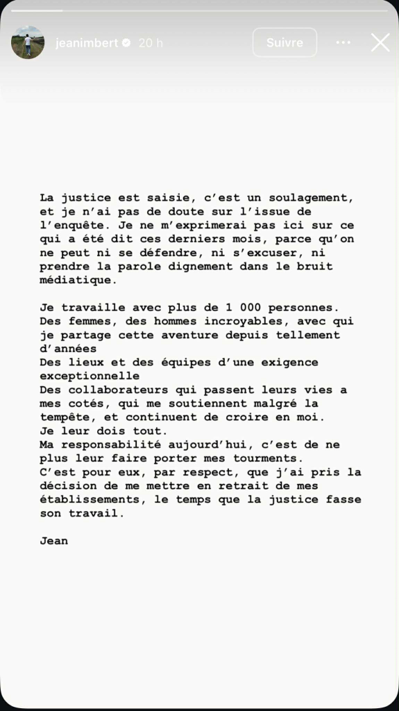 Jean Imbert : accusé de violences conjugales, il annonce se "mettre en retrait"